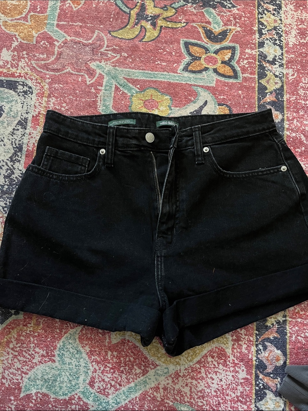 wild fable Black High-Rise Cuffed Denim Shorts